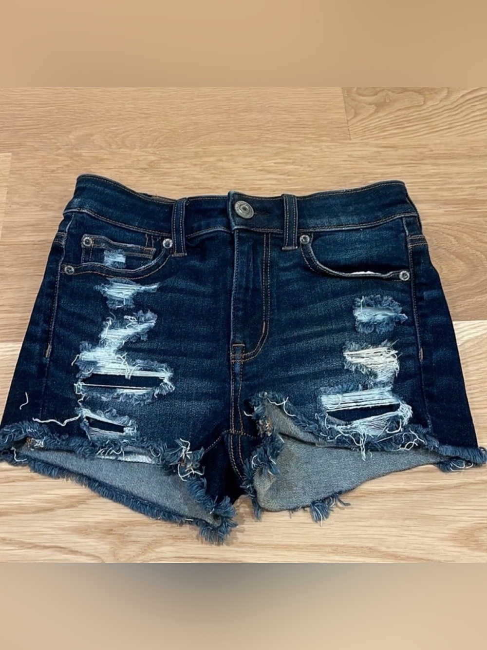 American Eagle Hi-Rise Shortie Distressed 00 Raw Hem Country Beach